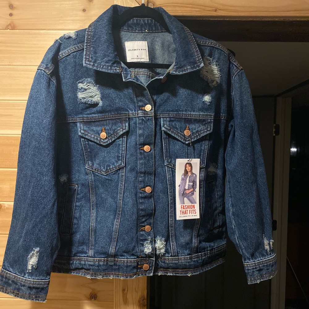Distressed jean jacket